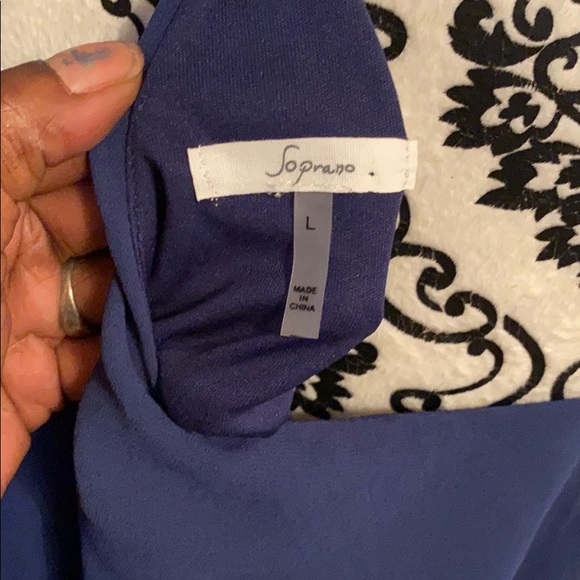 Soprano- navy chiffon top with lace hem peek a boo - Picture 3 of 3